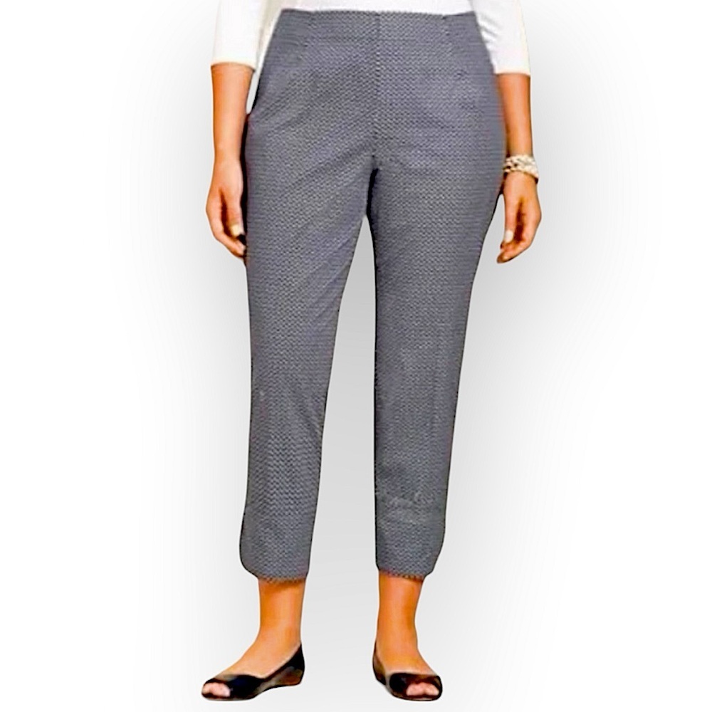 Talbots Heritage Nautical sailboat novelty print high waisted cropped pants 14